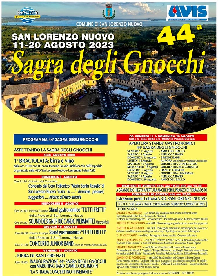 Programma Sagra degli Gnocchi a San Lorenzo Nuovo